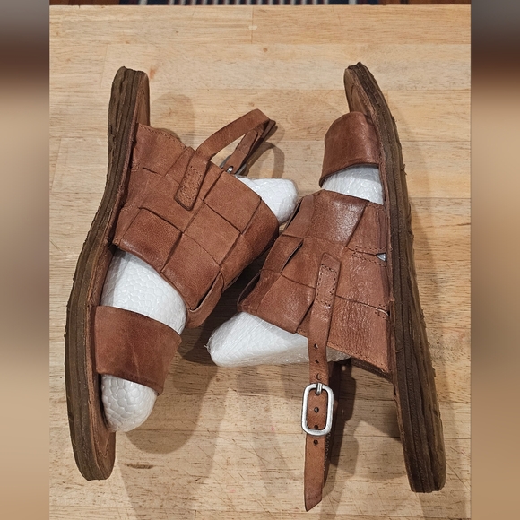 A.S.98 Rowe Slingback Flat SANDALS Size EU 41 Whiskey Brown Leather - Picture 6 of 7